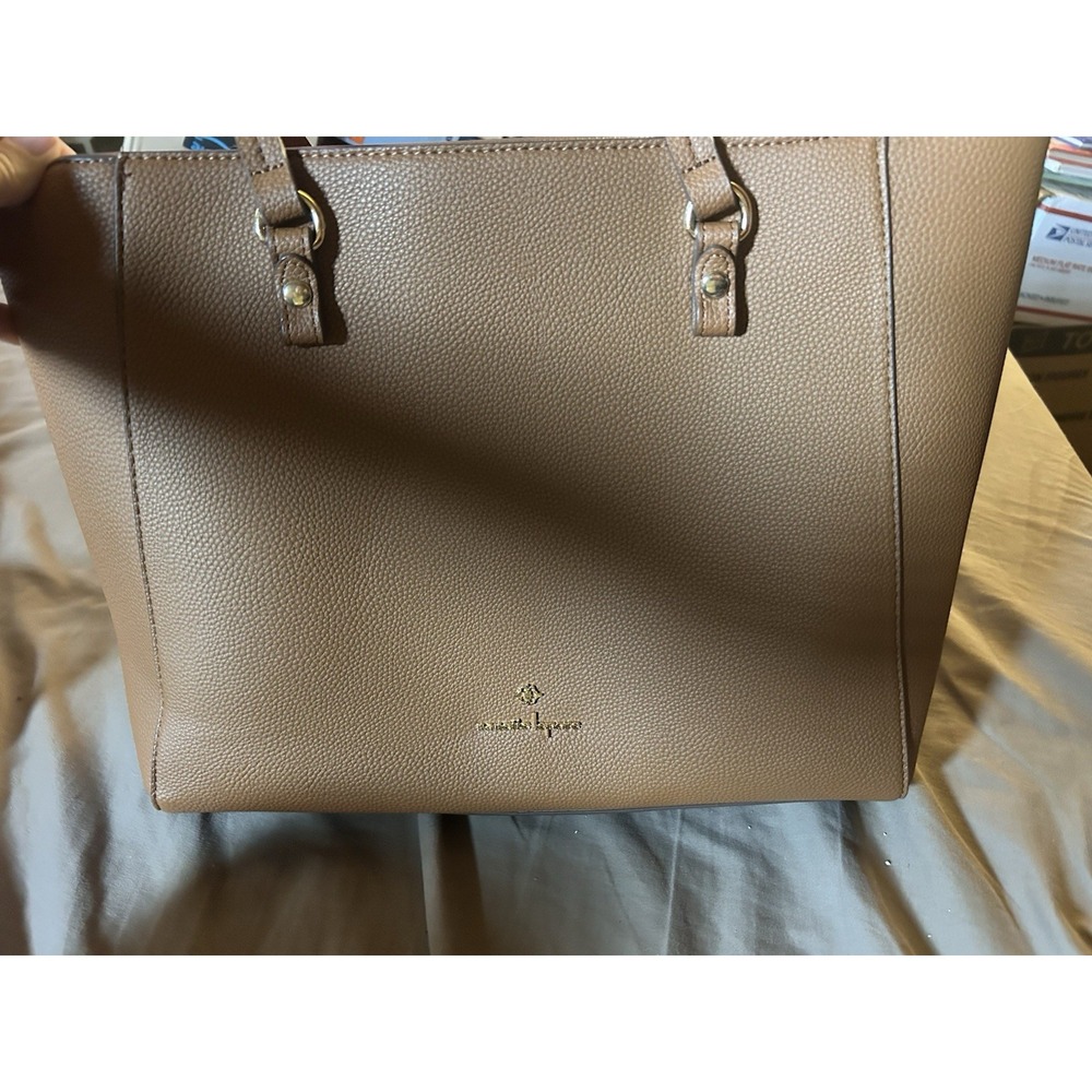 Nanette Lepore Pebbled Leather Zip-Top Tote Brown!